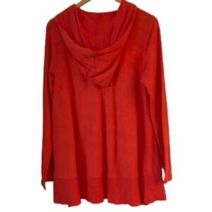 Lilla P orange French terry full zip shark bite hem oversize hoodie SZ M